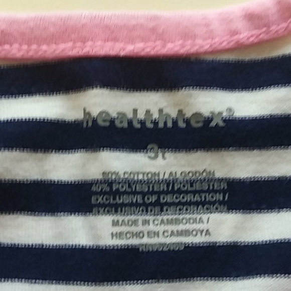 Healthtex 3T Navy white striped long-sleeve dress - Picture 6 of 6